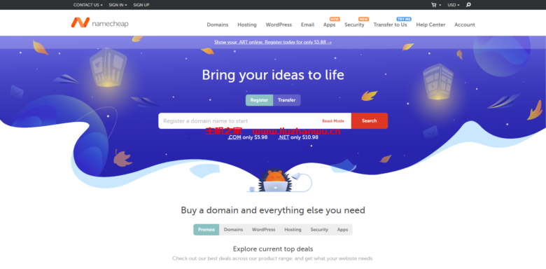 NameCheap：域入优惠活动/.COM 域名转入 $6.98-主机之家测评