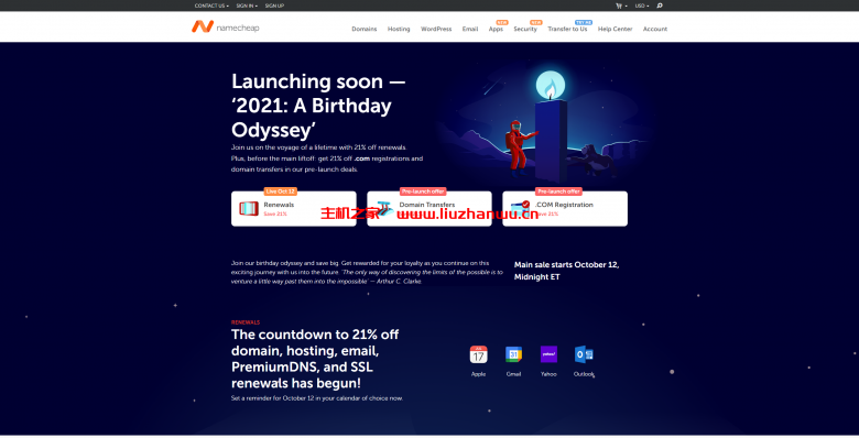 NameCheap:21 周年庆活动, 域名注册/转入/续费 21% 优惠-主机之家测评