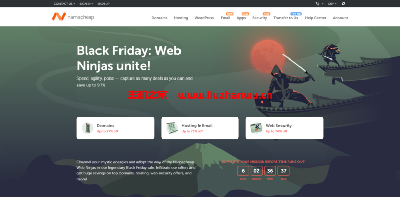 #黑五#namecheap：域名注册最高优惠97%，网络托管和电子邮件最高优惠73%，SSL最高优惠74%，.com域名38元首年-主机之家测评